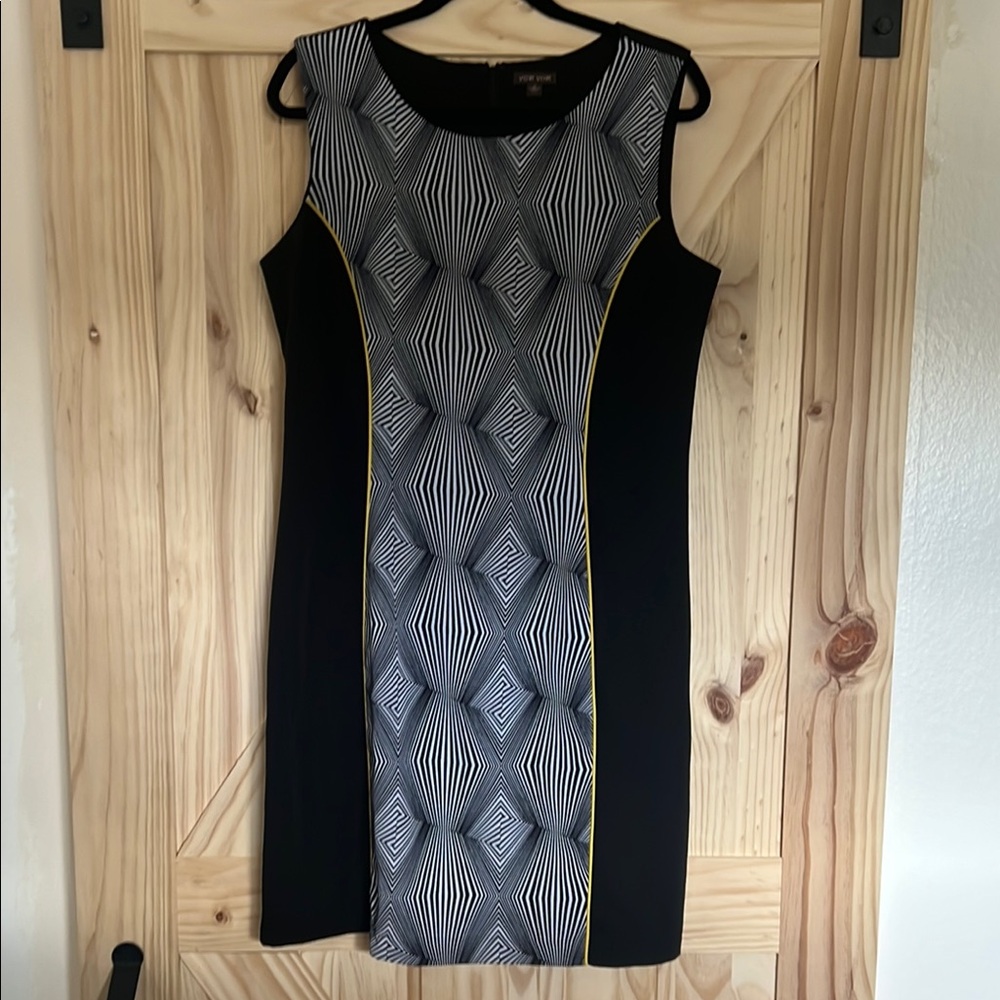 🎉3 for $10 Black and White with Yellow Geometric Dress